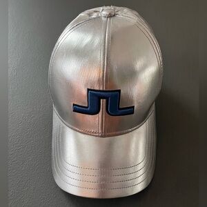 Rare J.Lindeberg Silver Metallic adjustable Hat Cap for golf/sports New no tags